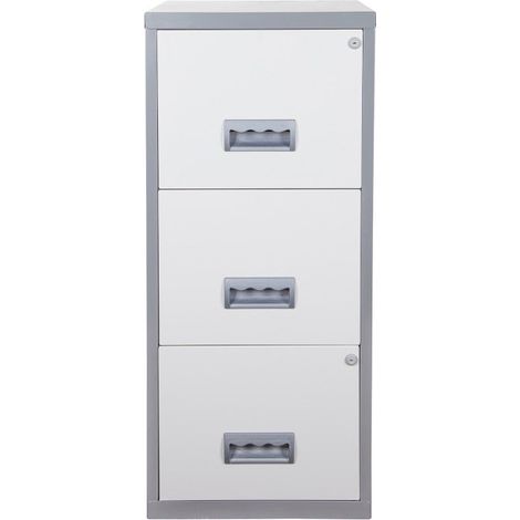 Pierre Henry 3 Drawer Maxi Filing Cabinet - Silver/White (1/5)