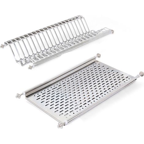 Escurreplatos para Módulos Altos de Acero para Cocina en Color Gris con Diseño 53,5/57x24 cm para Muebles de 60 cm
