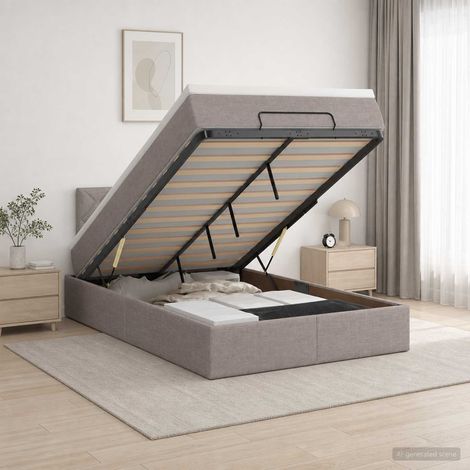 vidaXL Cama otomana con colchón con cabecera Topo 120 x 200 cm Tela (1/5)