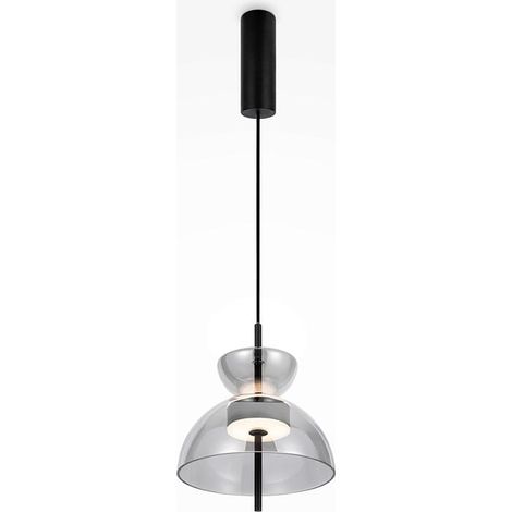 Suspension LED moderne - verre gris silhouette cloche NORA (1/4)