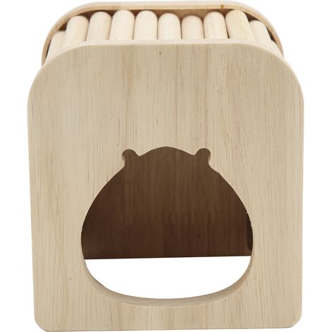 Maison en bois pour hamster, semi-fermée, à monter soi-même, facile à nettoyer, nid plat en bois avec échelle pour hamster de compagnie (1/5)