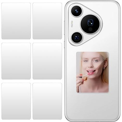 Autocollants miroir pour smartphone, lot de 6, autocollants miroir rectangulaires pour téléphone, à coller au dos des coques, argentés, peuvent être utilisés comme décoration pour le dos du téléphone, (1/5)