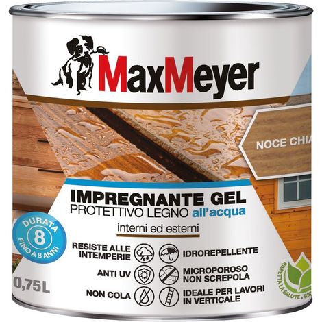 MaxMeyer Impregnante Gel Protettivo Legno All'acqua, Noce Chiaro, 0.75L (1/5)