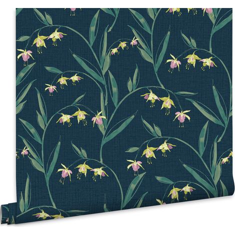 Laura Ashley Fulwell Fuchsia Midnight Seaspray Vliestapete 10mx52cm