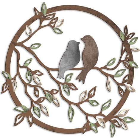 Metallene Wanddekoration mit Vogelsilhouette auf Ästen, ideal für Wohnzimmer, Garten, Schlafzimmer, Büro oder jede andere Wand im Haus. Perfekte Dekoration für eine Einweihungsparty. (1/5)