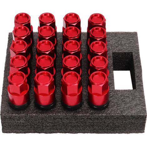 20pcs boulons de roue M14x1,5 cône assise écrous de fixation coniques accessoires auto universels rouges pour voiture (1/5)