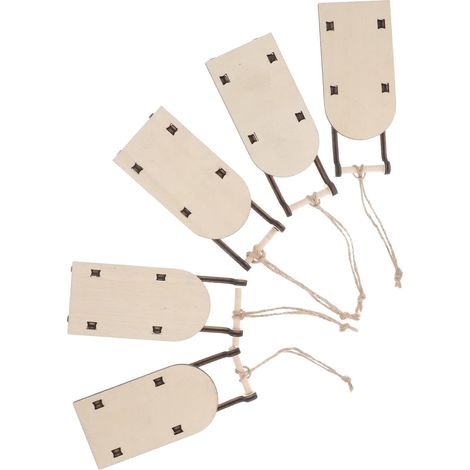 Lot de 5 Luges Miniatures en Bois Beige Décoration de Table pour Noël Design Classique et Finition Soignée pour Festival de Noël (1/5)