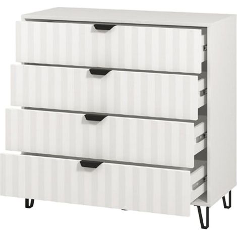 Cómoda Maggiora, 4 Cajones, Apertura Deslizante, Cierre Deslizante, 93x40x90h cm Blanco