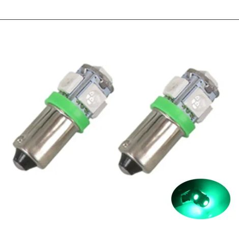 (Green)BA9S LED with 5 SMD5050 chips 2-pack T4W shape silver gray green 2-pack (1/5)