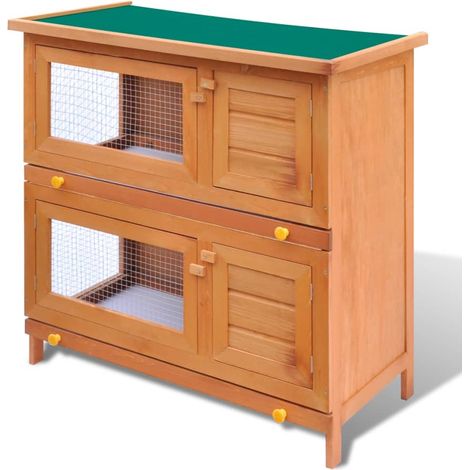 Outdoor Rabbit Hutch Small Pet Cage 4 Door Wood vidaXL (1/5)