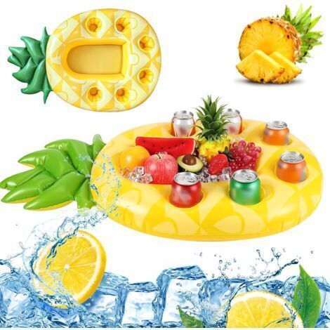 Porte-gobelet gonflable flottant, 2 en 1 boissons et porte-collation Bar de piscine 8 trous Grande capacité Dessous de verre Beau flottant Porte-bouteille gonflable Été Piscine Fête (1/5)