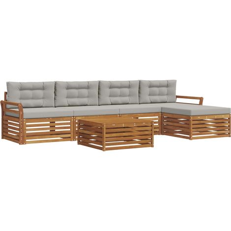 Conjunto de sofás de exterior 6 uds. Gris Natural y Claro vidaXL (1/5)