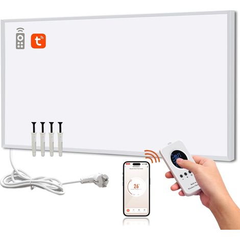 Chauffage Infrarouge 800 Watts Avec un Contrôle Intelligent, Panneau radiateur infrarouge lointain suspendu à économie d'énergie - Contrôle par Application Wi-Fi avec Télécommande (1/5)