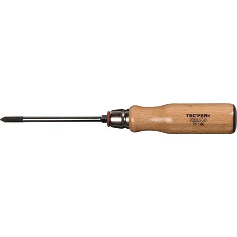 Tournevis T.PH 3 L. lame 150mm manche bois Lame ronde avec six pans ext.TECWERK (1/3)