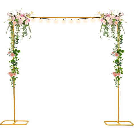2x2.1 M Arche de Mariage Support de fond Kit d'arche de ballons rectangulaire en métal Stand de fleurs Plantes grimpantes de jardin pour Décoration de mariage, anniversaire, fête (doré) (1/5)