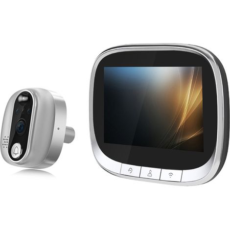 Sonnette vidéo intelligente avec judas intégré, Wi-Fi 2,4 GHz, écran IPS 4,3 pouces, application Tuya, détection de mouvement PIR nocturne sans fil, batterie intégrée et rechargeable. (1/5)