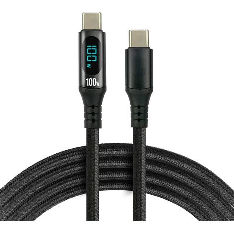 USB-C-auf-USB-C-Kabel everActive CBB-1PD5L 1 m 100 W integriertes Display schwarz (1/3)