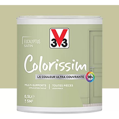 Peinture Multi-supports V33 Colorissim Satin Eucalyptus 0,5 L (1/4)