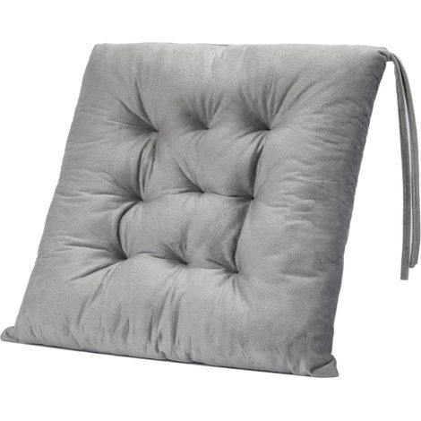 Galette de chaise,Coussin de chaise de repas épaissi de couleur unie pour restaurant, Bureau, Gris 40x40cm (1/5)