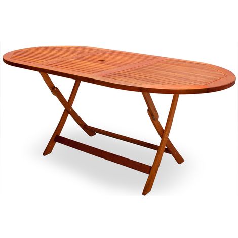 Deuba – Table de jardin pliable en bois d'eucalyptus pré-huilé – Surface rectangulaire 165 x 85 cm – Pour 6 personnes – Résistante aux intempéries