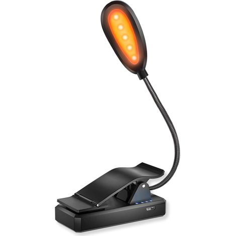 Lampada da lettura ricaricabile, lampada a clip con blocco della luce blu, protezione per gli occhi durante il sonno, flessibile e portatile per eReader, notte, viaggio, lavoro (1/5)