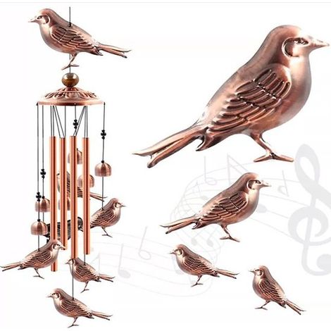 Windspiel für den Außenbereich, Aluminium Windspiel mit Eule und S Haken, Dekoration für Terrasse und Garten, Einzugsgeschenk Stil 2
