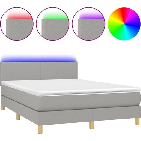 Maison Exclusive - Cama box spring colchón y luces LED tela gris