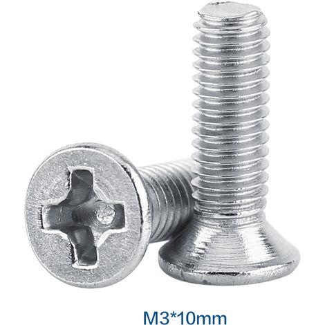 100pcs Bag Flat Head Stainless Steel Machine Countersunk Recessed Screw Bolt Fastener M310
