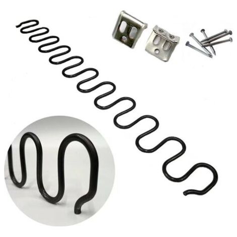 QORVA-Ressorts de rechange pour canapé 2 pièces 50cm – Acier au carbone et fer – Fixation pour cadre en bois – Kit de réparation durable (1/5)