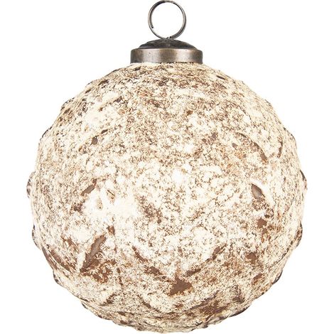 Boule de Noël en Verre Décoration de Sapin Festive Coloris Marron et Beige Ø 12 cm - PANGIVO (1/2)