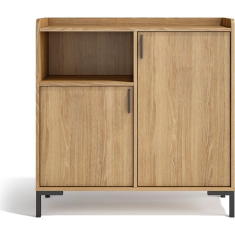 HERDASA, Mueble aparador en melamina con 2 puertas, Dover, roble dorado