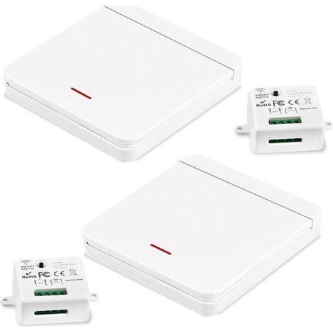 Set interruttore luce wireless (230 V) – 1500 W con trasmettitore e ricevitore, interruttore di sicurezza wireless per lampade ed elettrodomestici, facile installazione, trasmissione del segnale poten