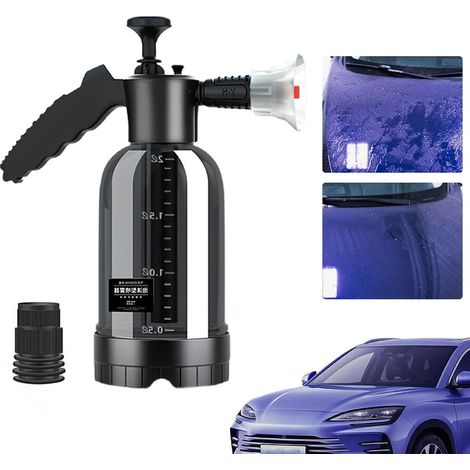1 Pulvérisateur Mousse Voiture, Pompe Manuelle Haute Pression 2 L, Buses Réglables, Lavage Auto Camion SUV (1/5)