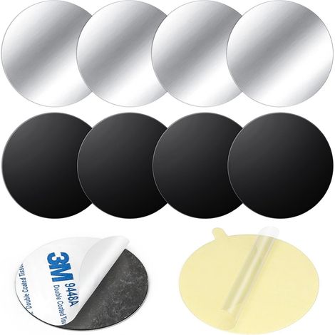 Lot de 8 plaques métalliques de 40 mm - Plaquettes métalliques autocollantes, pour support magnétique de téléphone portable dans la voiture, plaque métallique autocollante pour téléphone (1/5)