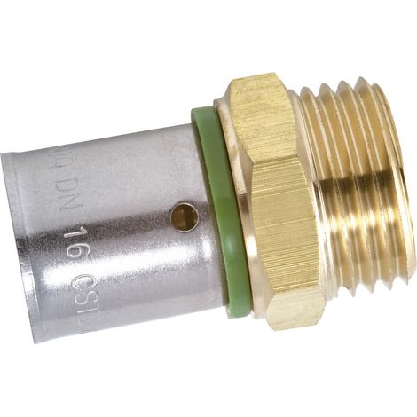 Racor recto de latón para engarzar M 20 x 27 para tubo de acero QUICK PLOMBERIE