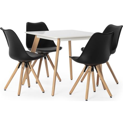Set tavolo 80x80 cm e 4 sedie da pranzo Jeff Nere