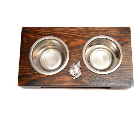 Boxer, Boxer II - supporto in legno con ciotole per cani, ciotole in acciaio per cani, regalo per l'adozione di un cane di Art-Dog (1/5)