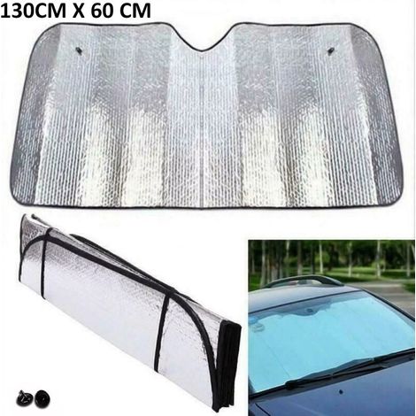 Pare-soleil de voiture pour pare-brise avant, pliable en accordéon, double-face, avec fixation par ventouse, 130 x 60 cm