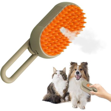 Steamy Cat Brush, 3 in 1 Cat Spray Massage Comb, Cat Steam Brush for Massage, Multi-function Cat Grooming Brush (Coffee) (1/5)