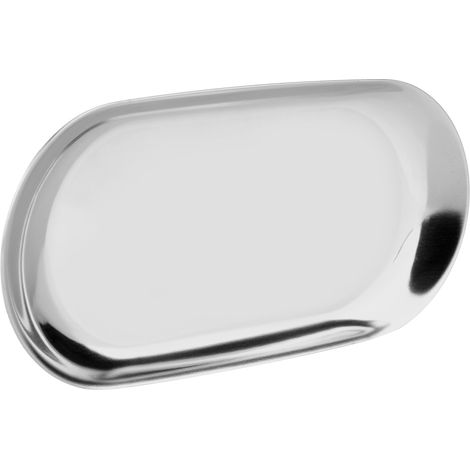 Plateau de rangement en acier inoxydable de style nordique pour cosmétiques, bijoux et gâteaux, idéal pour les bureaux (argenté, taille L) (1/5)