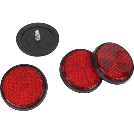 4 pièces réflecteurs ronds rouges 2-en-1 pour vélo, camions semi-remorques, remorques, bateaux, remorques à chevaux, scooters (1/5)