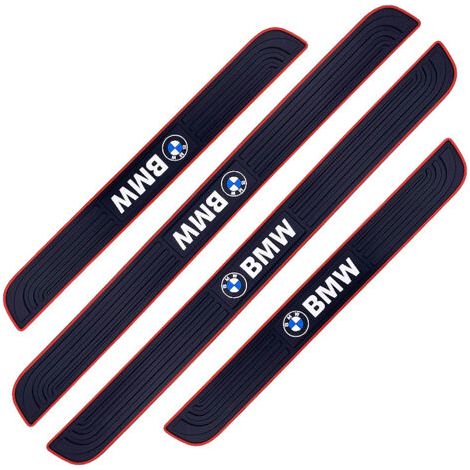 4 Stück Einstiegsleisten Auto Türschwellen Schutzleisten Aufkleber Auto Klebefolie für Schutz Schweller Tür Schutzleiste Auto Einstiegsleisten aus Weich-PVC Gummi (BMW) (1/5)