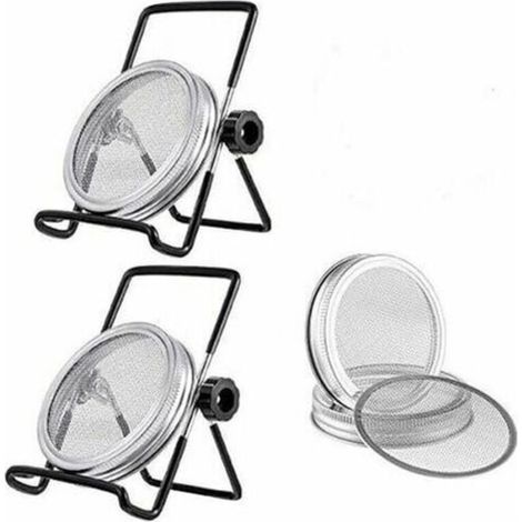 Keimdeckel für Einmachgläser 86 mm, Edelstahl 304, Deckelhalter für Einmachgläser, Siebdeckel (4 Deckel + 2 Halter) (1/4)