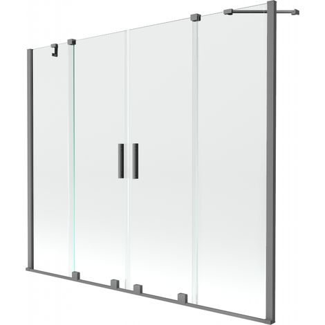 Paroi de baignoire coulissante à 2 volets Mexen Velar Duo 190 x 150 cm, transparent, gun metal - 896-190-000-02-95 (1/2)