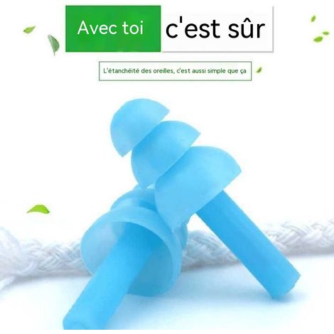 Bouchons d'oreilles en silicone antibruit, adaptés pour dormir, nager, résistants à l'eau, et parfaits pour le travail et les études. Version bleue. (1/3)