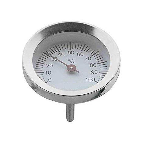 WMF Vitalis - Termometro grande, ricambio per vapore, coperchio in vetro rotondo, in acciaio INOX Cromargan lucido, resistente al forno (1/4)