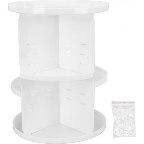 Boîte de Rangement Cosmétique Rotative 360°, Organisateur de Maquillage en Acrylique Grande Capacité, Étagère de Bureau Blanche