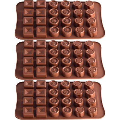 Moulle a Chocolat Silicone Bricolage Créatif,DIY Biscuit Décoration Silicone Mold Outil,Cube Tray Mold Outil,Moule Flexible pour Bonbons (1/4)