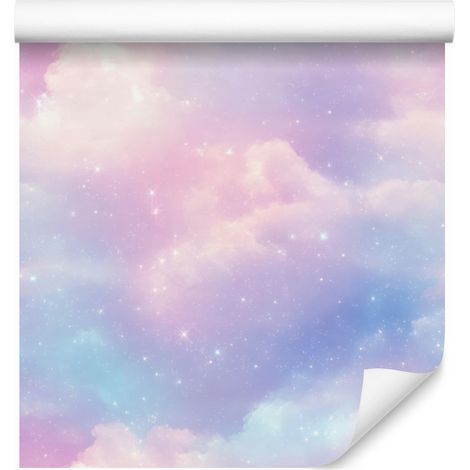 Carta da parati acquerello galassia lavanda, forme morbide 50x1000 cm (1/5)