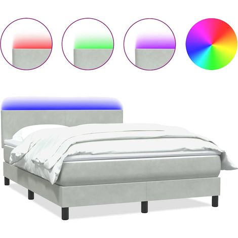 Maison Exclusive - Letto a Molle con Materasso e LED Grigio Chiaro 160x210cm Velluto
